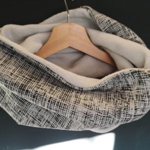 Rayé gris et noir - Polaire anti-boulochage gris clair - Jersey (extensible) - 150 cm