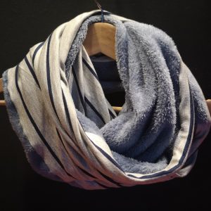 Gris/bleu rayé - Molleton bien-être bleu jean - Tricot (extensible) 145 cm