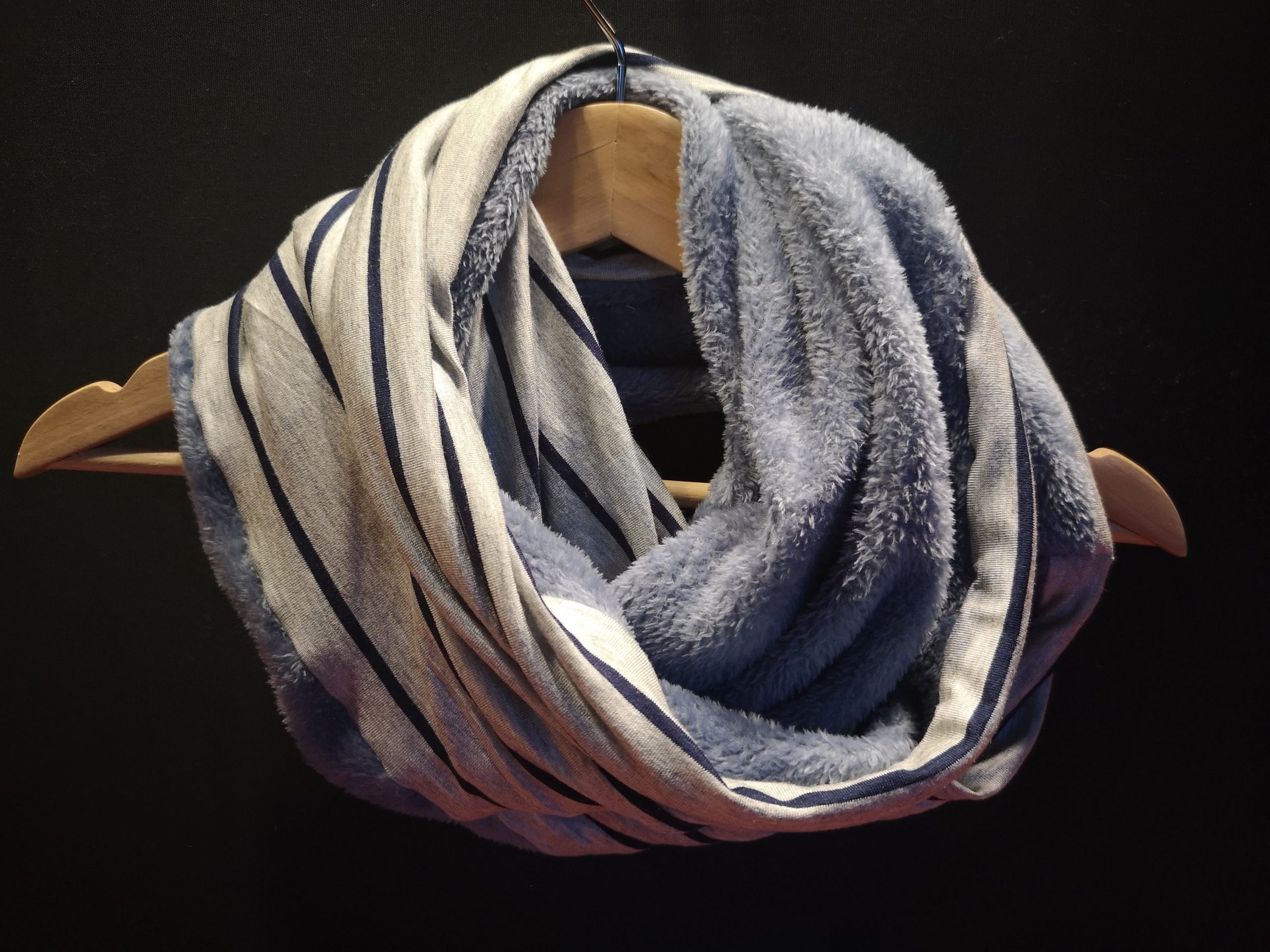 Gris/bleu rayé - Molleton bien-être bleu jean - Tricot (extensible) 145 cm